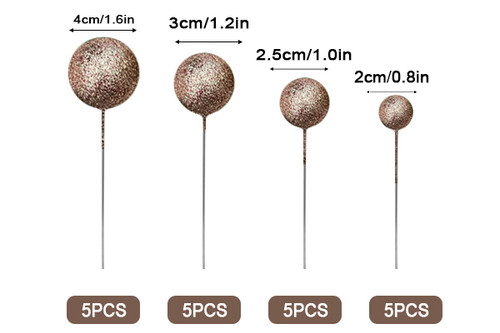 Rose Gold Glitter Cake Topper Balls-20pc Rose Gold Glitter Cake Topper Balls-20pc