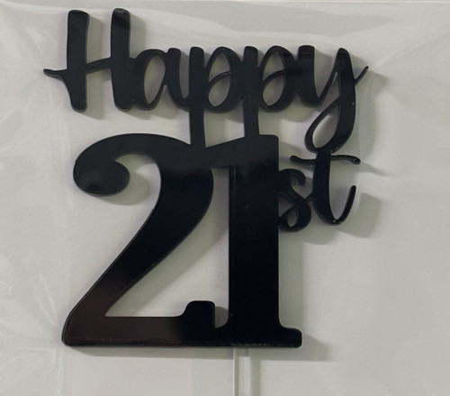 'Happy 21st' Cake Topper |  Black