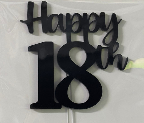 'Happy 18th' Cake Topper |  Black