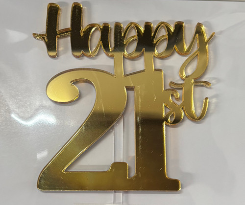 'Happy 21st' Cake Topper |  Gold