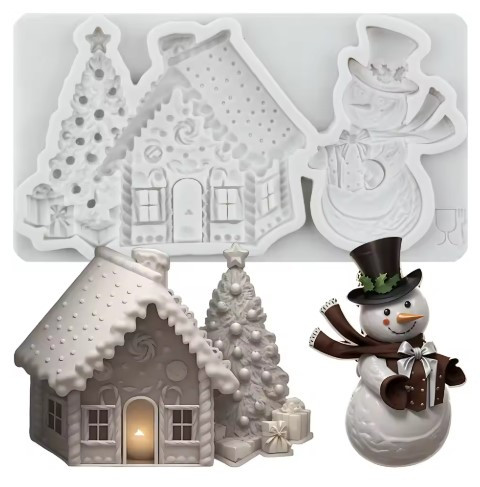 Snowman & House Silicone Mold