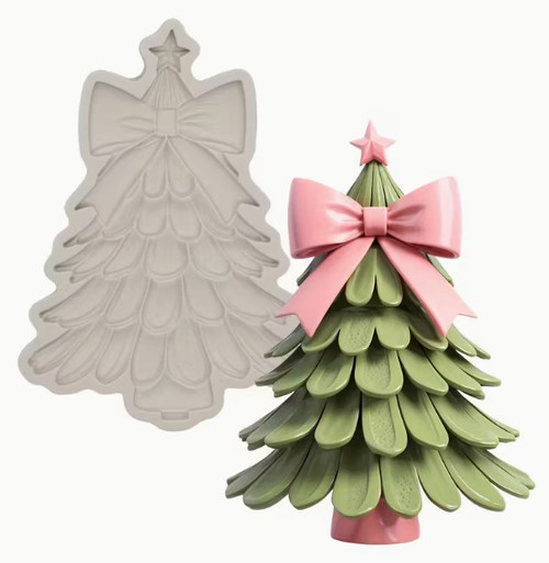 Christmas Tree Silicone Mold With Bow