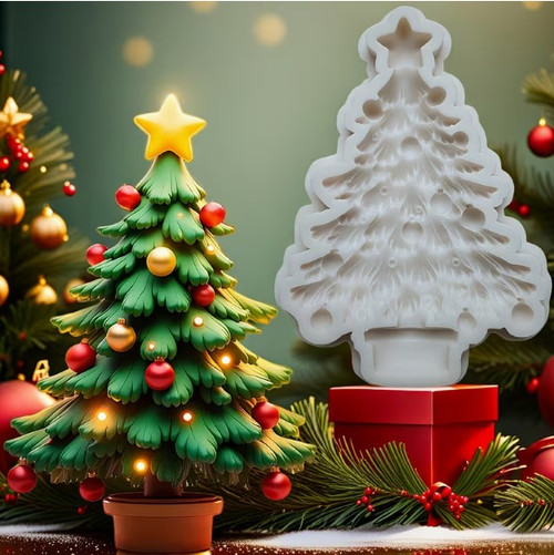 Christmas Tree With Baubles Silicone Mold