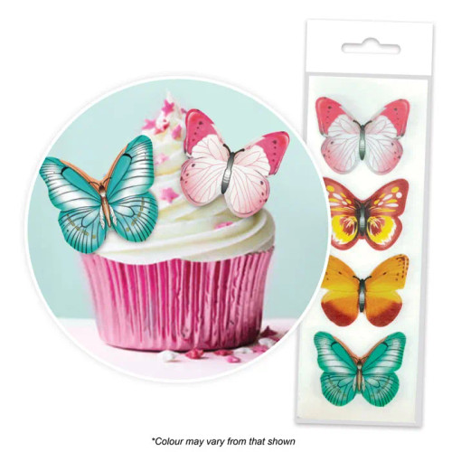 mixed butterfly edible wafer toppers pk 16