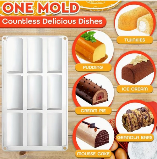 Log Roll Silicone Mold- 9 cavity