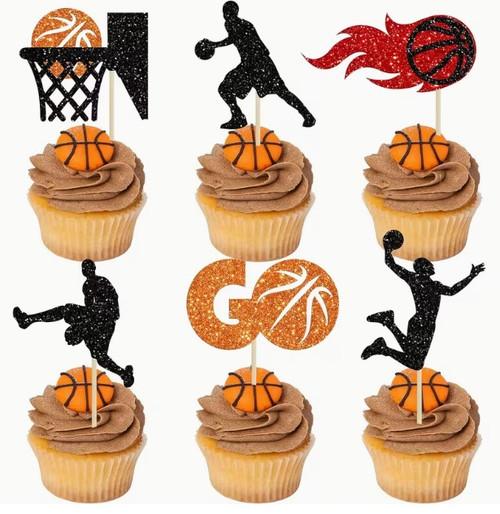 Basketball Cake Toppers - 12 pc