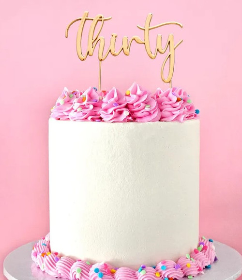 Metal Cake Topper - "Thirty" (Gold)