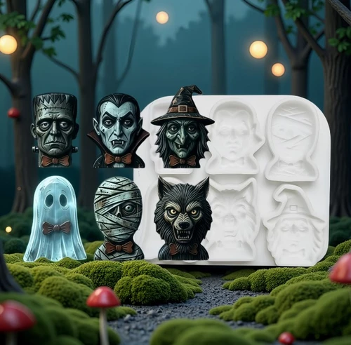 Halloween Monster Heads Silicone Mold
