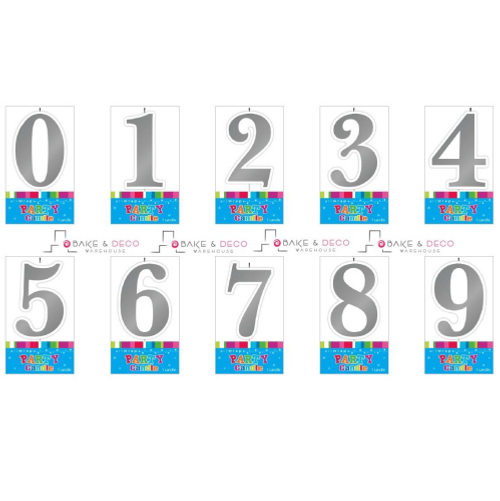 Silver Number Candles 0 - 9