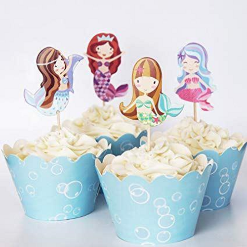 Cupcake Toppers 24pc - Mermaid Assorted