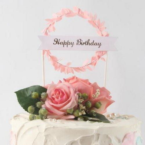 Cake Topper Happy Birthday Bunting & Garland - Pink
