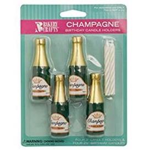 Birthday Candles - Champagne Candle Holders & Candles