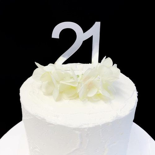 Cake Topper '21' 7cm - SILVER