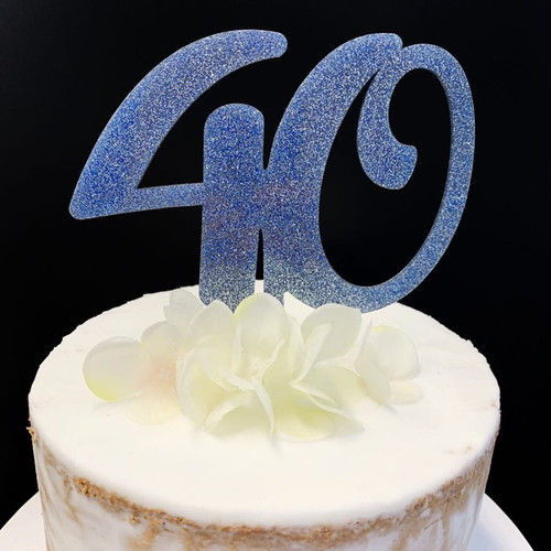 Acrylic Cake Topper Glitter #40 - BLUE