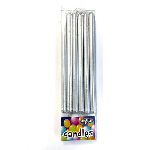Birthday Candles Tall 12pc - Silver