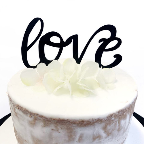 Acrylic Cake Topper 'Love' (script) - BLACK
