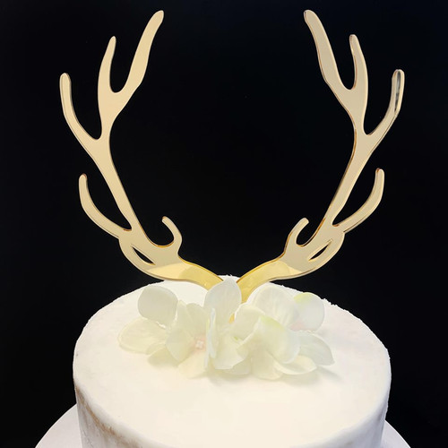 Acrylic Cake Topper 'Reindeer Antlers' - GOLD