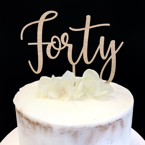 Cake Topper FORTY (Age Script) - BAMBOO