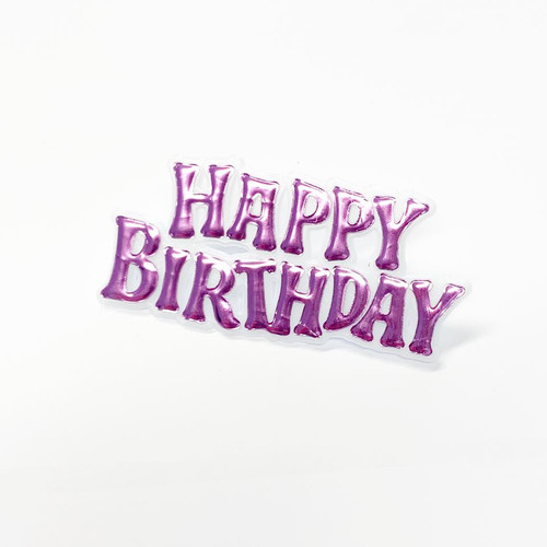 Cake Topper Plaque 'Happy Birthday' - PURPLE