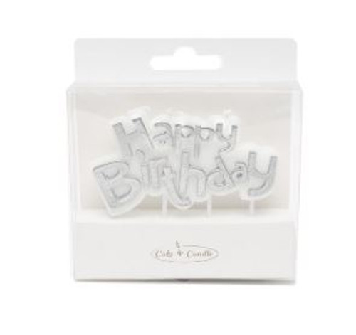 Party Candle - HAPPY BIRTHDAY PLAQUE SILVER