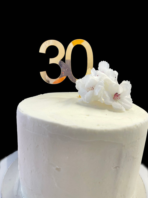 Acrylic Cake Topper '30' 7cm - GOLD