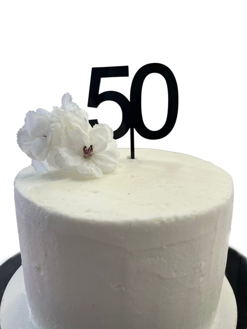  Acrylic Cake Topper '50' 7cm - BLACK