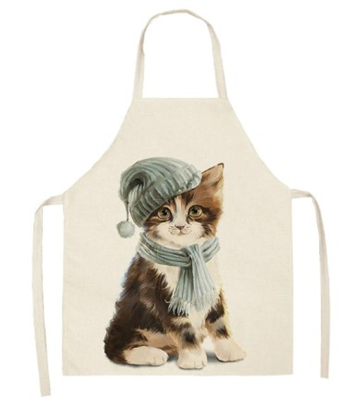 Cute Kitty with Hat and Scarf Apron