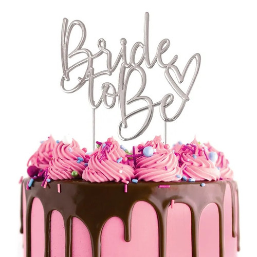 Metal Cake Topper - "Bride to be" (Silver)