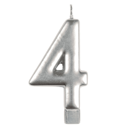 Silver Number Candle | #4