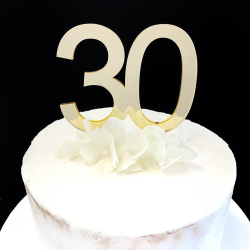 Acrylic Cake Topper '30' 8.5cm - GOLD