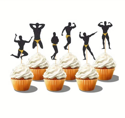 Cupcake Toppers - Male Dancers in Gold 12pc
