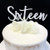 Acrylic Cake Topper 'SIXTEEN' (Fancy) - SILVER