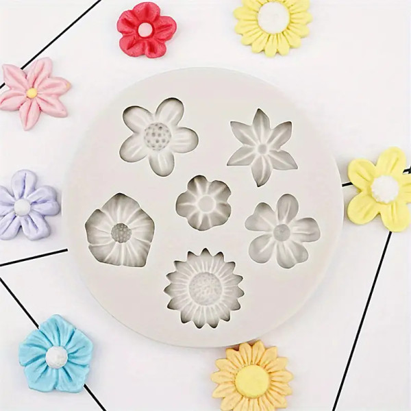 6 Cavity Assorted Flowers Silicone Mold