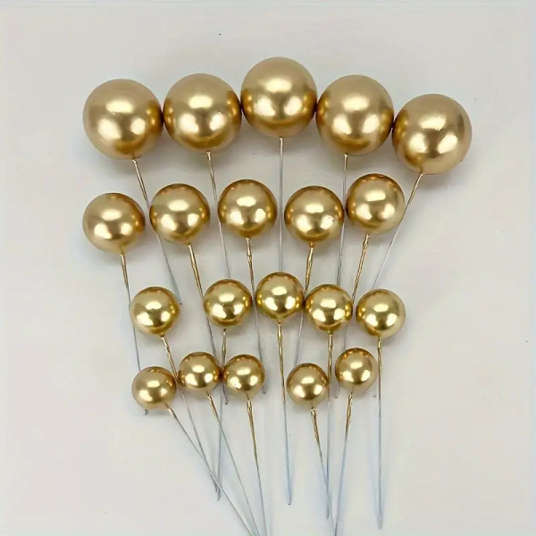Gold Non-Edible Cake Topper Spheres - 11pc