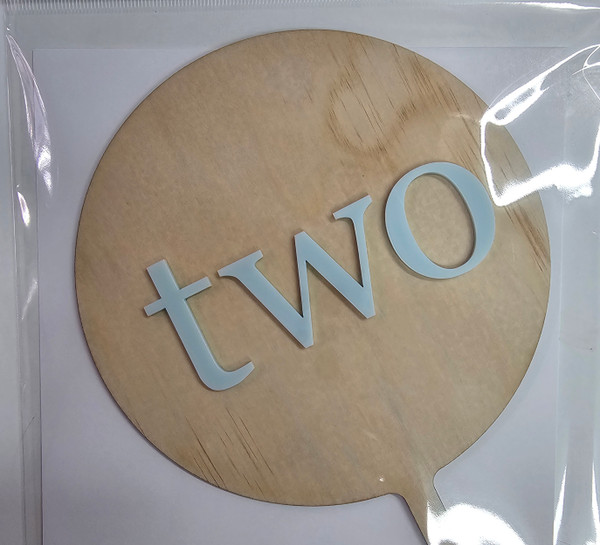 Cake Topper- Bamboo Paddle - Two - Blue