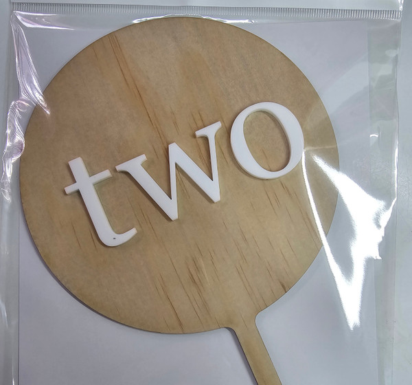 Cake Topper- Bamboo Paddle - Two -White