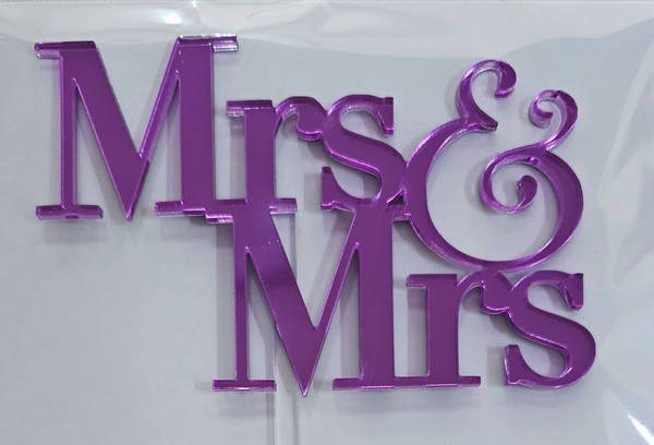 Cake Topper - Mrs & Mrs -Purple Mirror