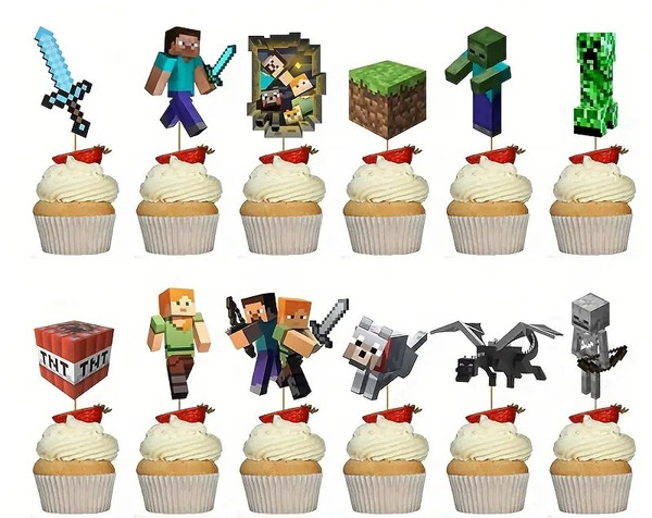Minecraft Cupcake Toppers - 12pc