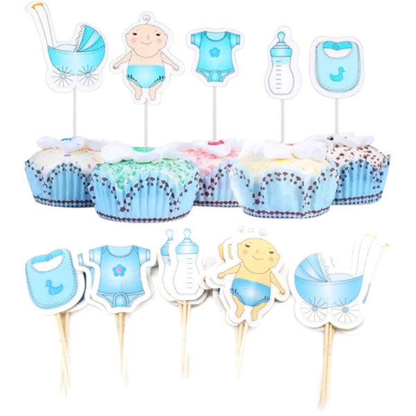 Blue Baby Shower Cupcake Toppers - 10pc