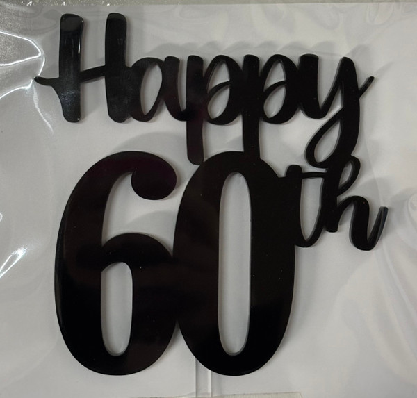 'Happy 60th' Cake Topper |  Black