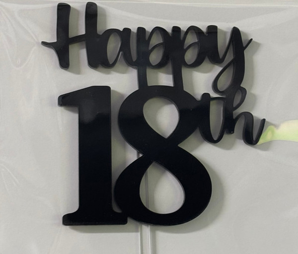 'Happy 18th' Cake Topper |  Black