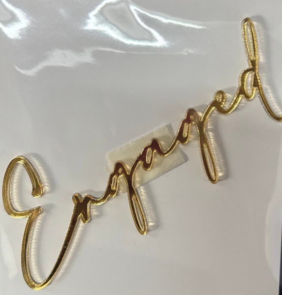 'Engaged' Flat Lay Cake Topper |  Gold
