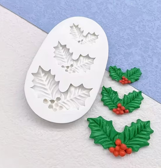 Holly Leaf Silicone Mold- 3 cavity