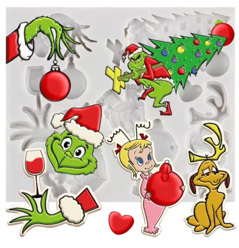 Grinch Silicone Mold - 8 cavity