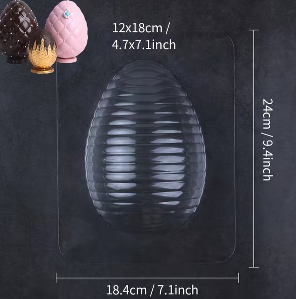 Ribbed/Striped Egg Chocolate Mold - Plastic