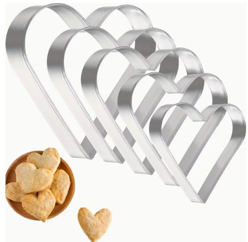 Heart shaped tin cookie cutters- 5 pack