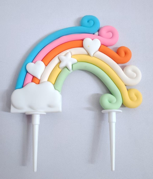 Cake Topper- Rainbow  With Hearts And Star