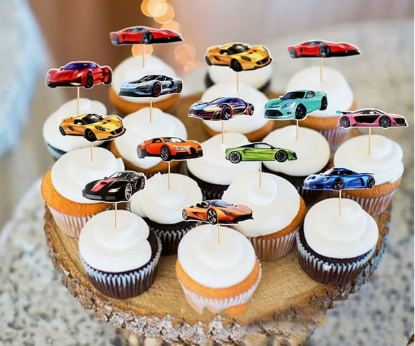 Sports Car Cupcake Toppers- 12 pk