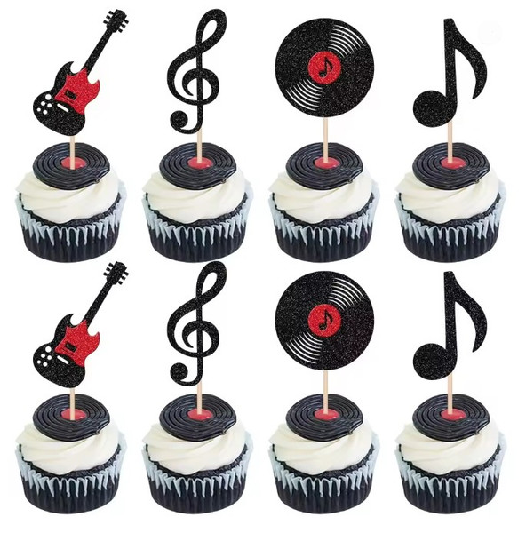 Music Glitter Cake/ Cupcake Toppers - 12pc