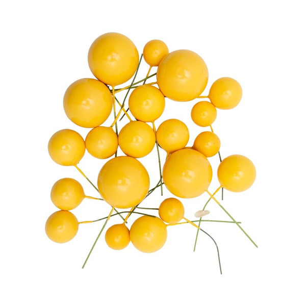 Bright Yellow Cake Topper Balls - 9pc